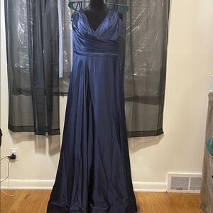 La Femme Navy Blue Maxi Dress